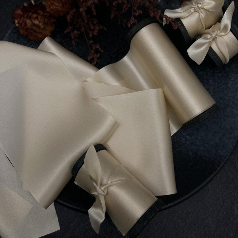 Light Champagne Pure Silk Ribbon - VAZASILK
