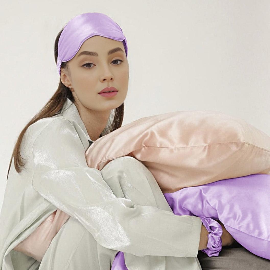 Light Purple Pure Mulberry Silk Sleep Eye Mask - VAZASILK