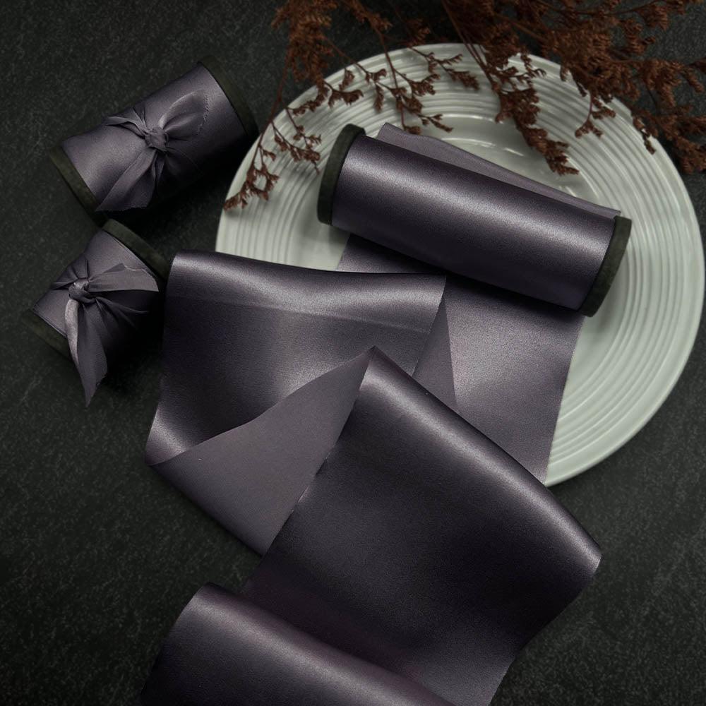 Moonstruck Grey Pure silk Ribbon - VAZASILK