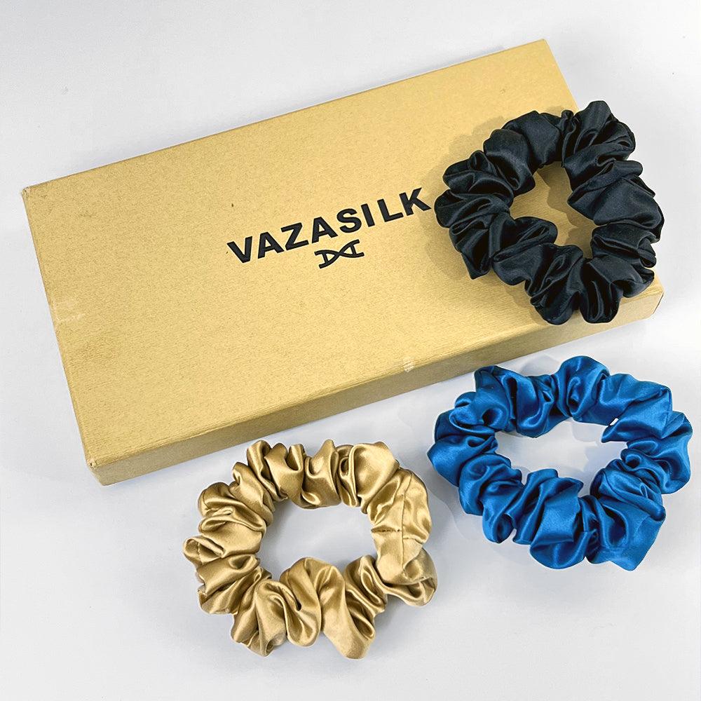Mulberry Silk Hair Scrunchies Medium 3pcs - VAZASILK