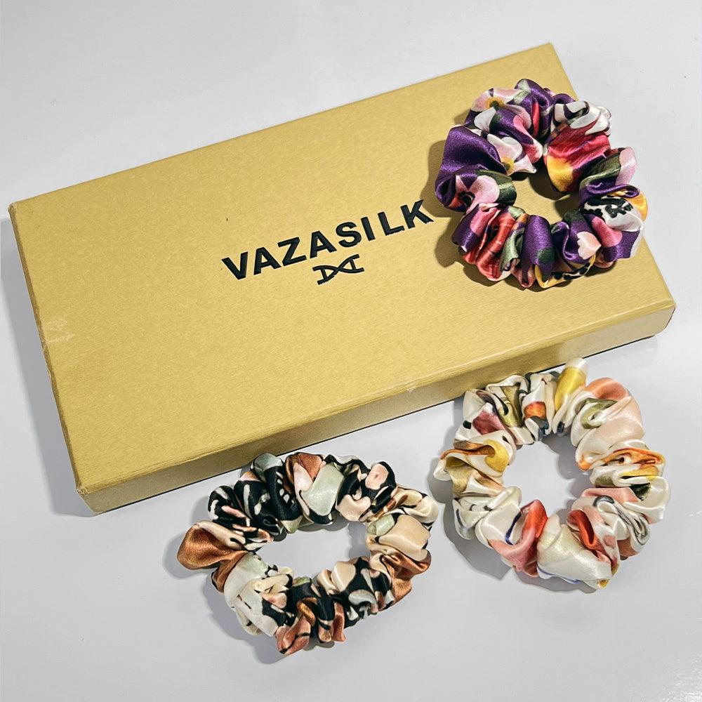 Mulberry Silk Hair Scrunchies Medium 3pcs - VAZASILK