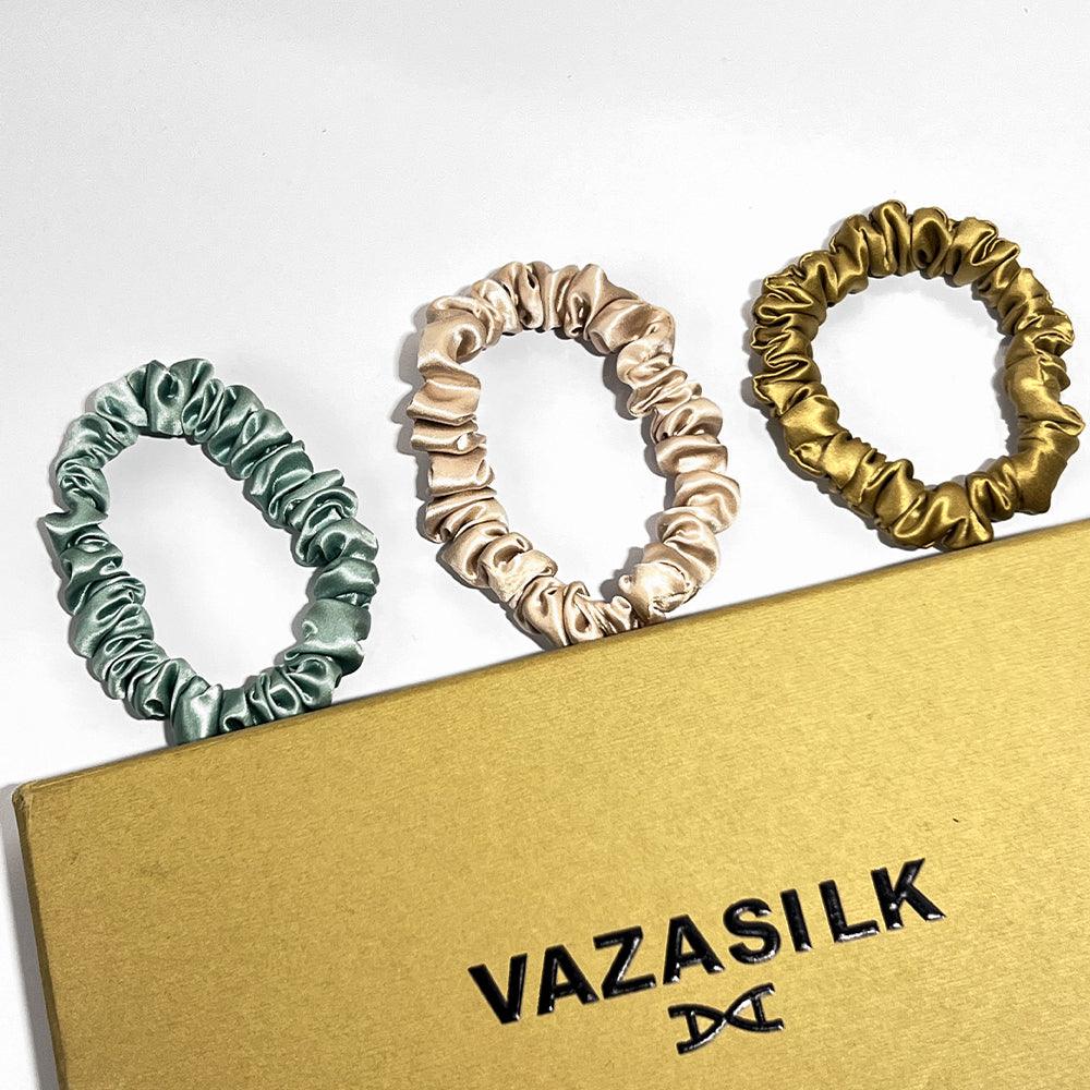 Mulberry Silk Hair Scrunchies Small 3pcs - VAZASILK