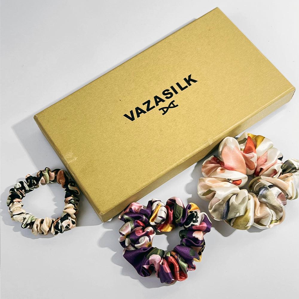 Mulberry Silk Hair Scrunchies Small/Medium/Large 3pcs - VAZASILK