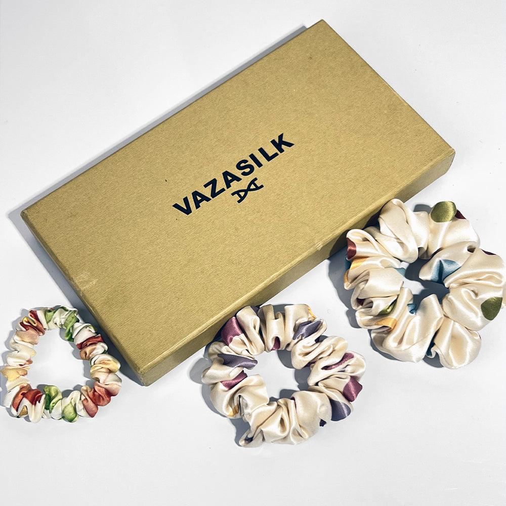 Mulberry Silk Hair Scrunchies Small/Medium/Large 3pcs - VAZASILK