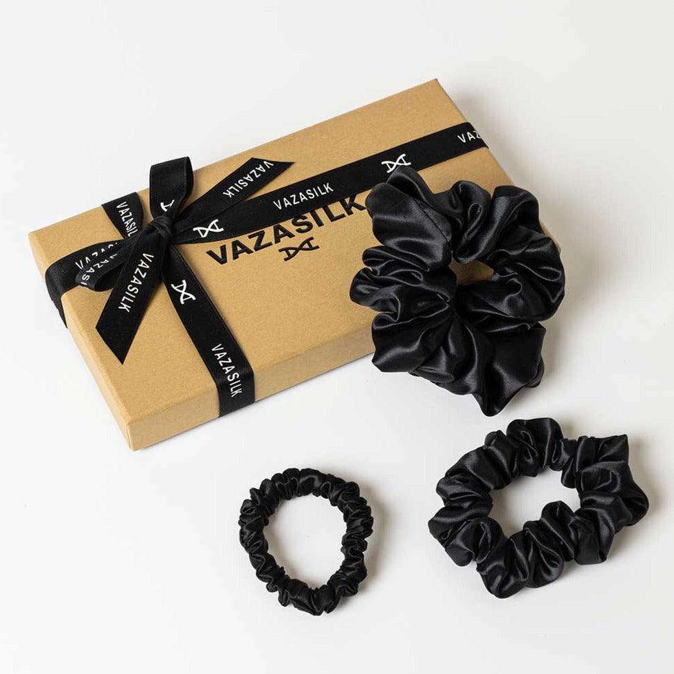 Mulberry Silk Hair Scrunchies Small/Medium/Large 3pcs - VAZASILK