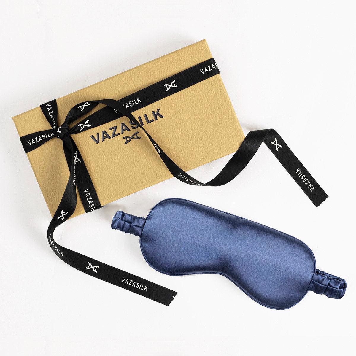 Navy Blue Pure Mulberry Silk Sleep Eye Mask - VAZASILK