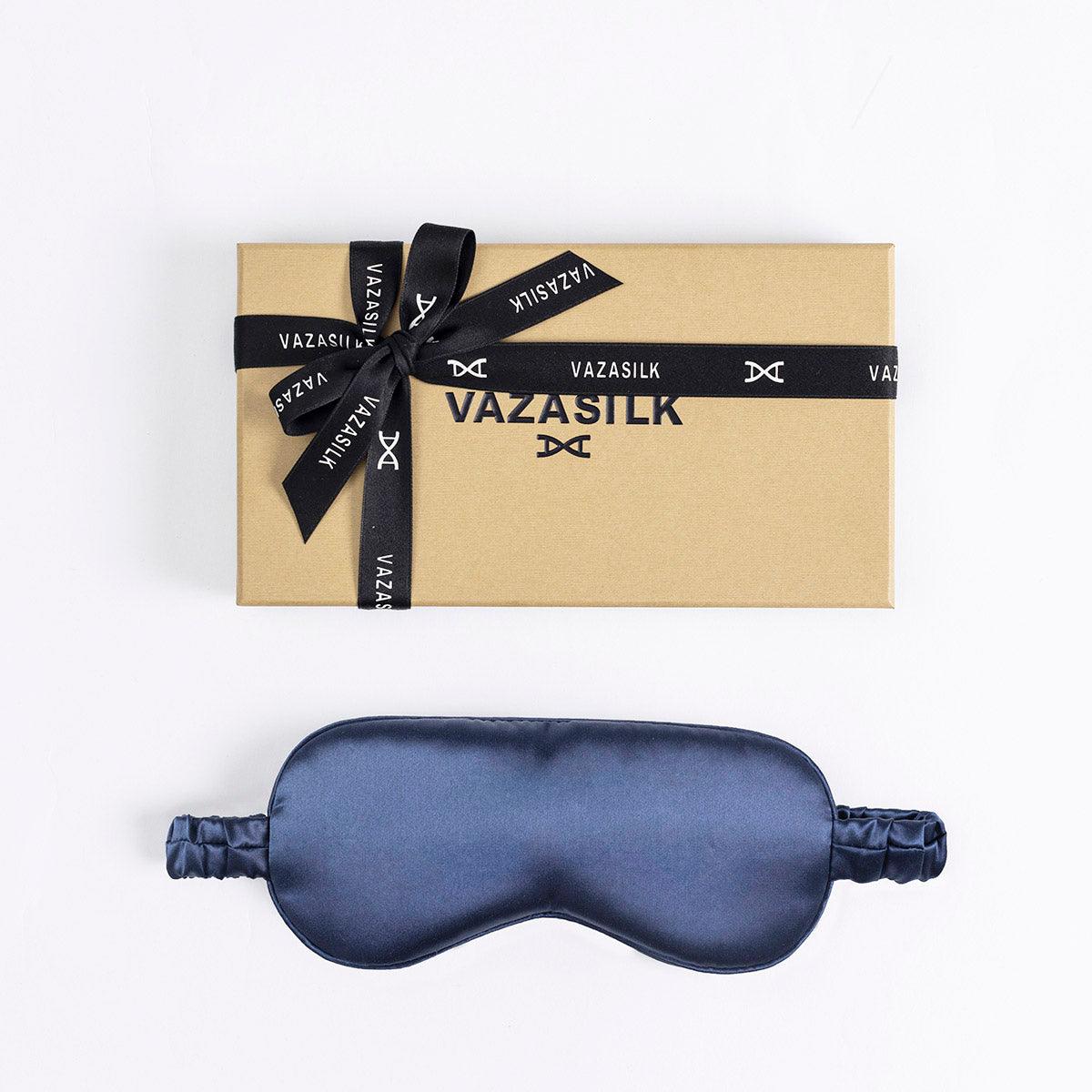 Navy Blue Pure Mulberry Silk Sleep Eye Mask - VAZASILK