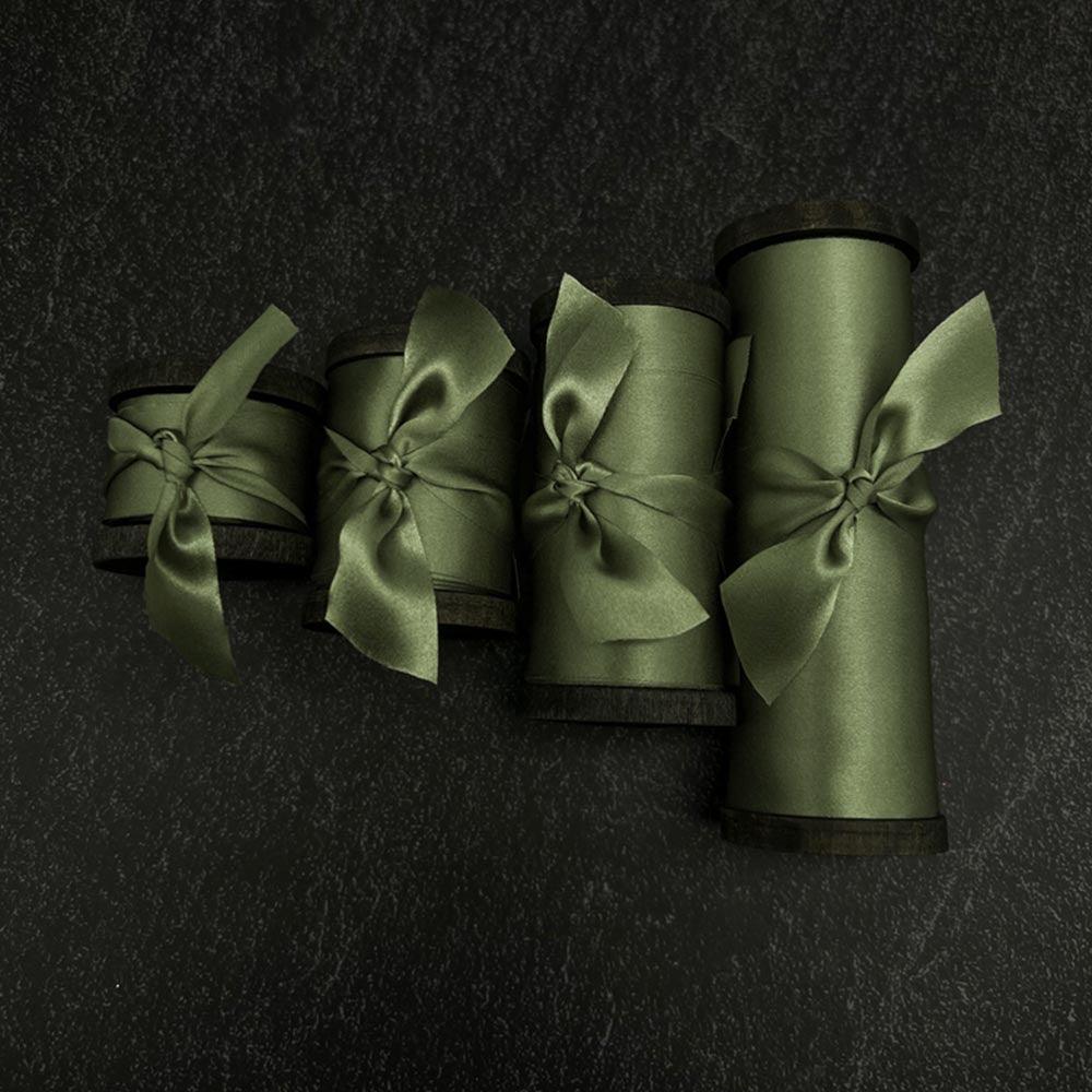 Olive Green Pure Silk Ribbon - VAZASILK