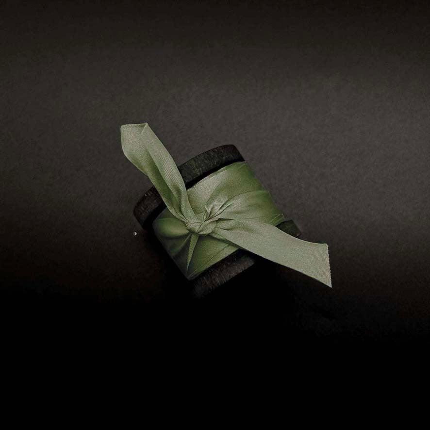 Olive Green Pure Silk Ribbon - VAZASILK