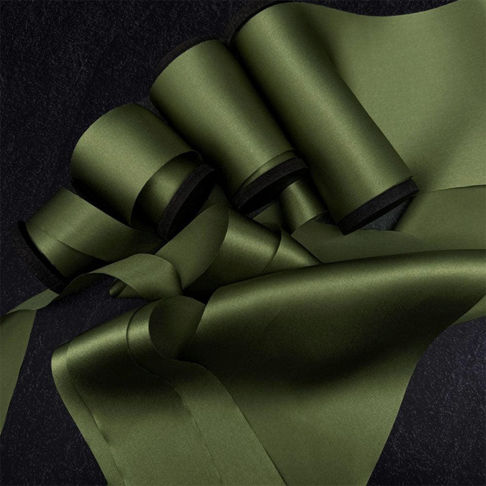 Olive Green Pure Silk Ribbon - VAZASILK