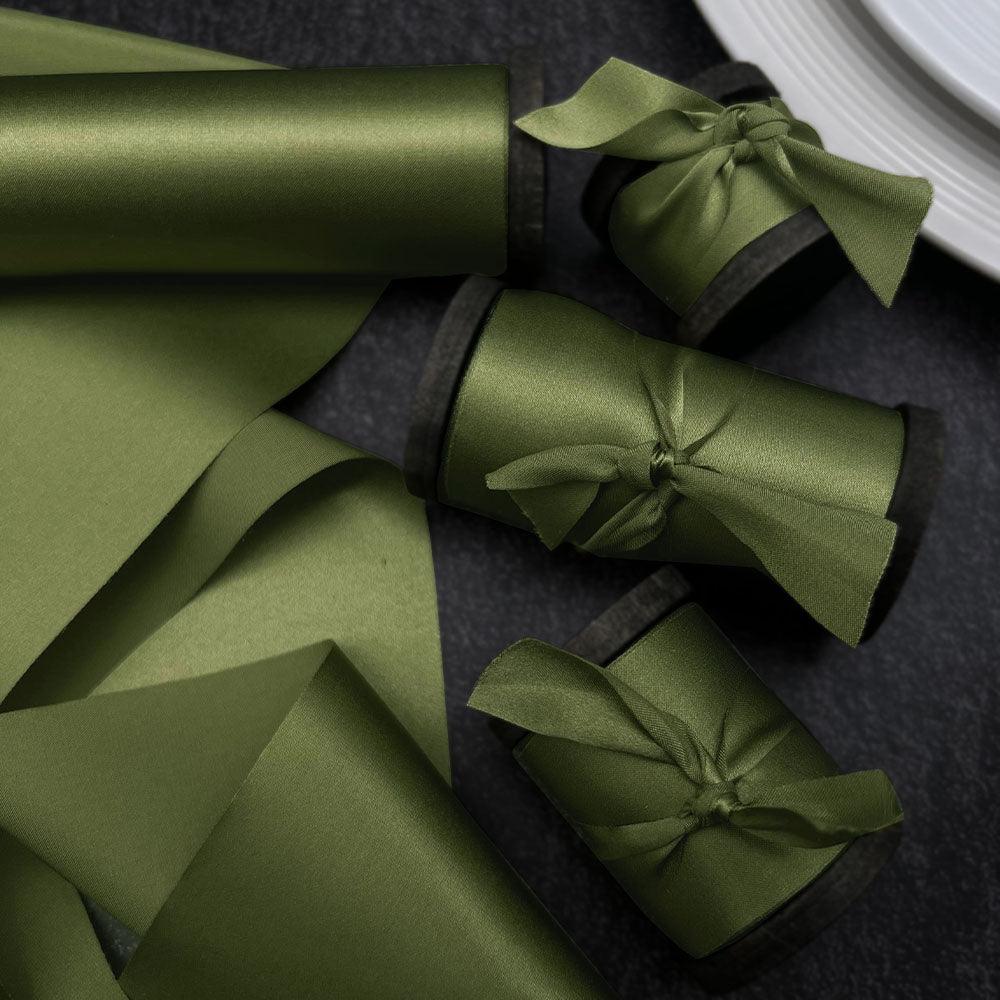 Olive Green Pure Silk Ribbon - VAZASILK