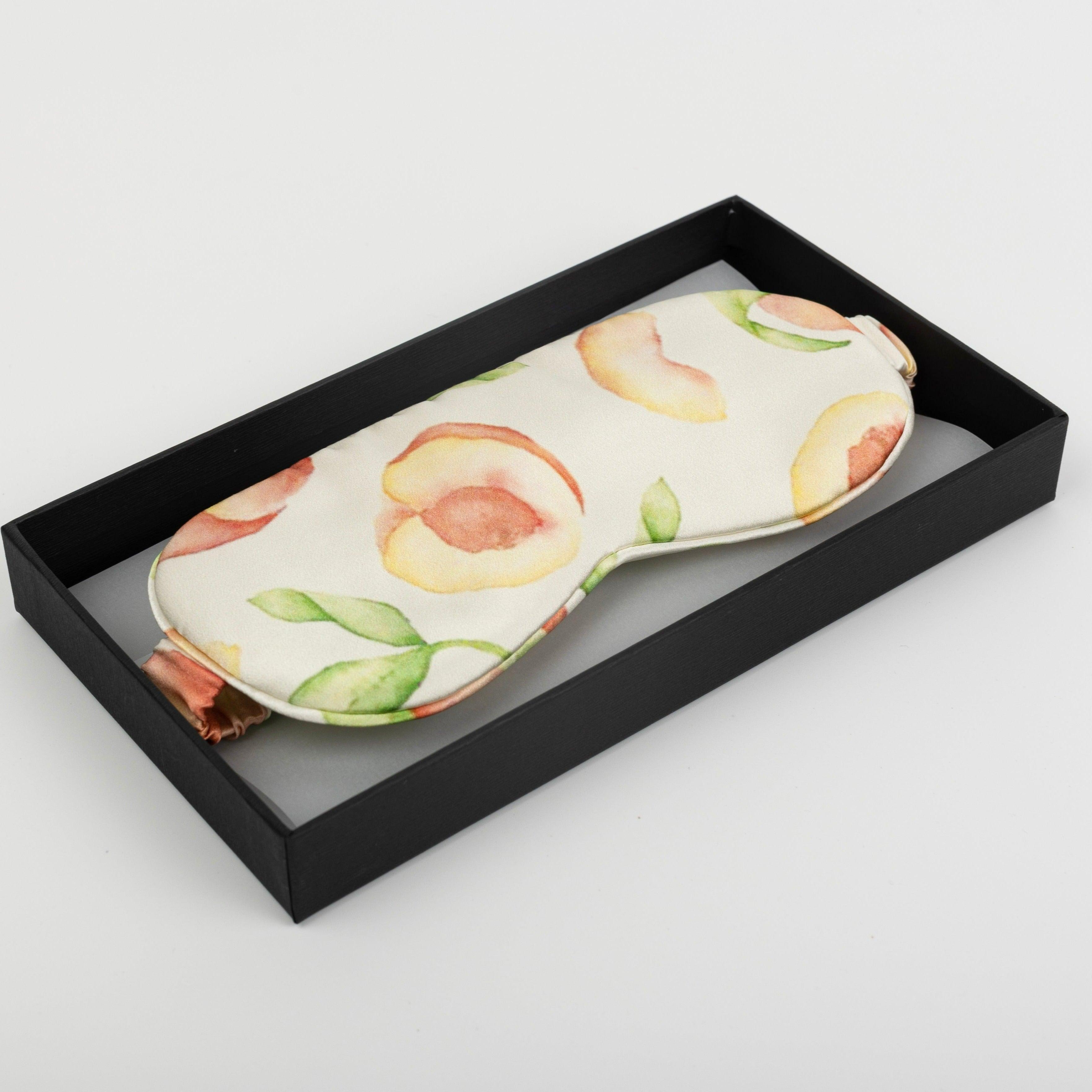 Peach Patterned Pure Mulberry Silk Sleep Eye Mask - VAZASILK