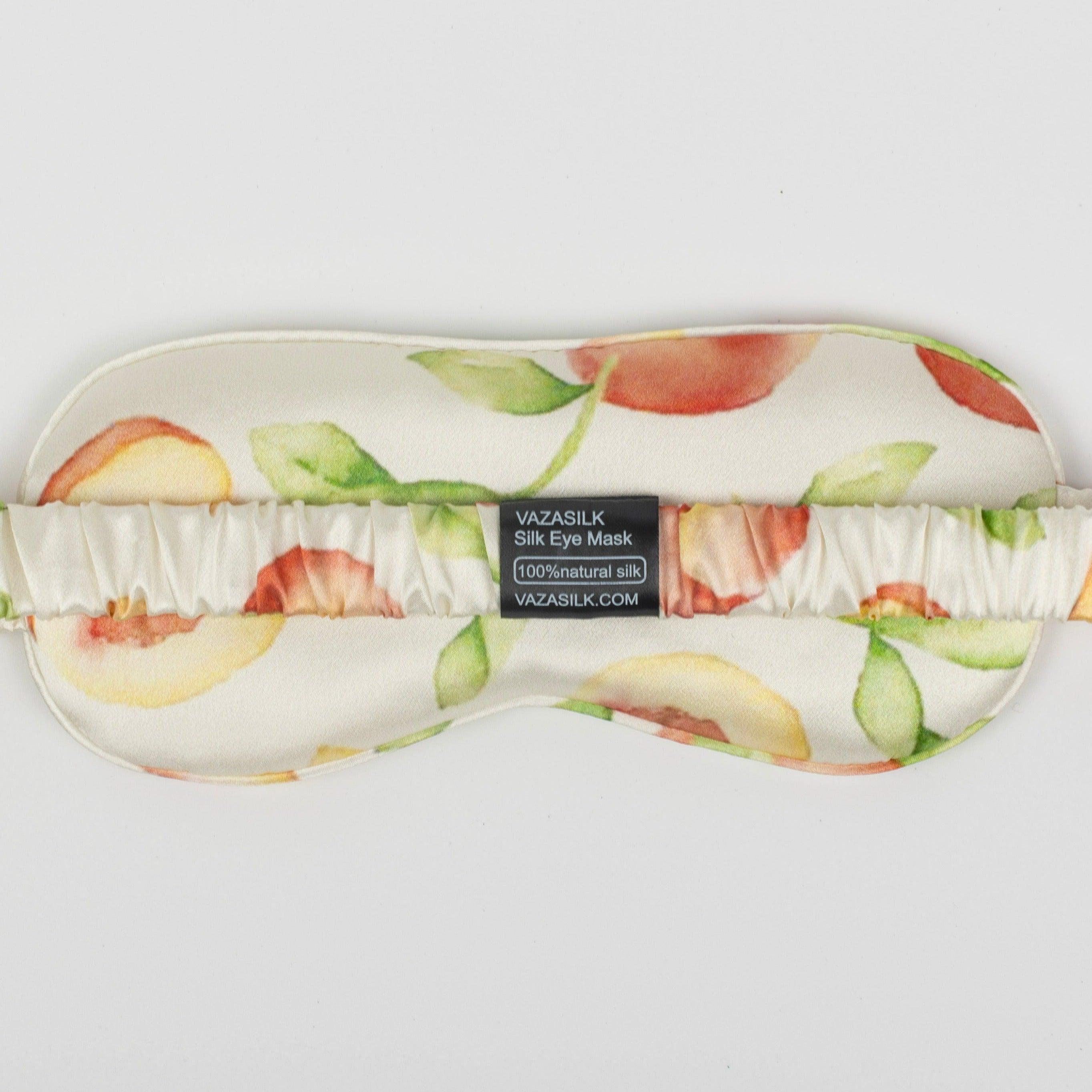 Peach Patterned Pure Mulberry Silk Sleep Eye Mask - VAZASILK