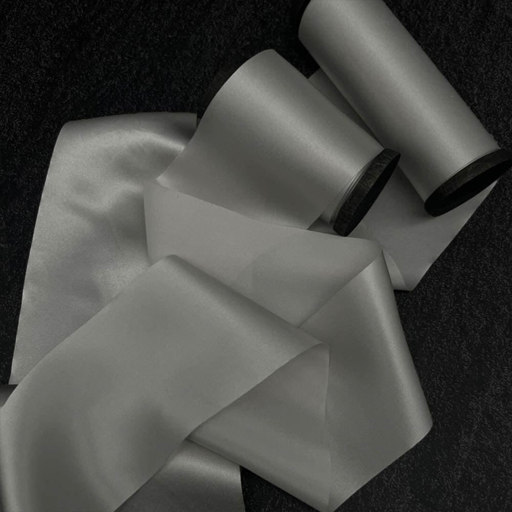 Pebble Grey Pure Silk Ribbon - VAZASILK