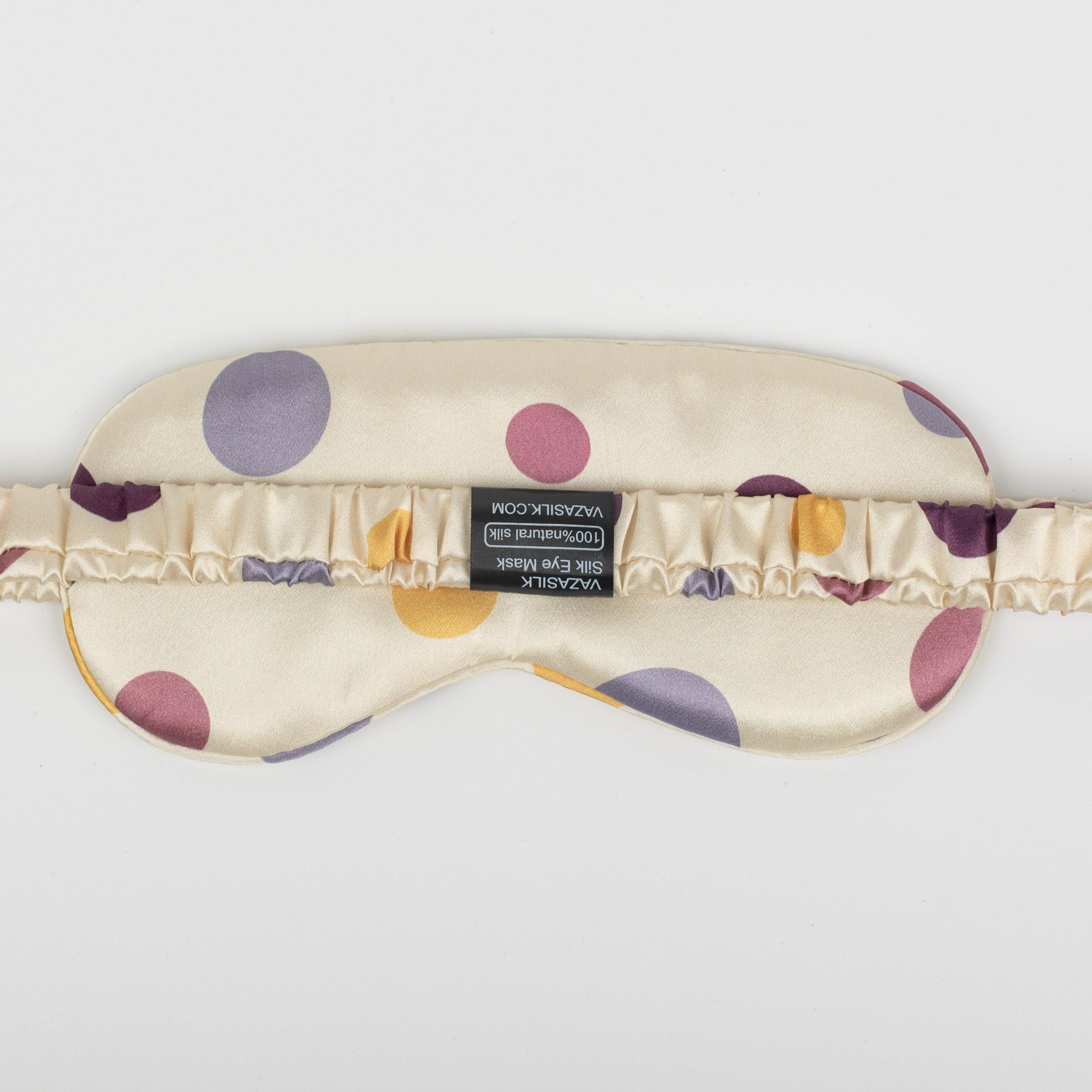 Purple Dots Pure Mulberry Silk Sleep Eye Mask - VAZASILK