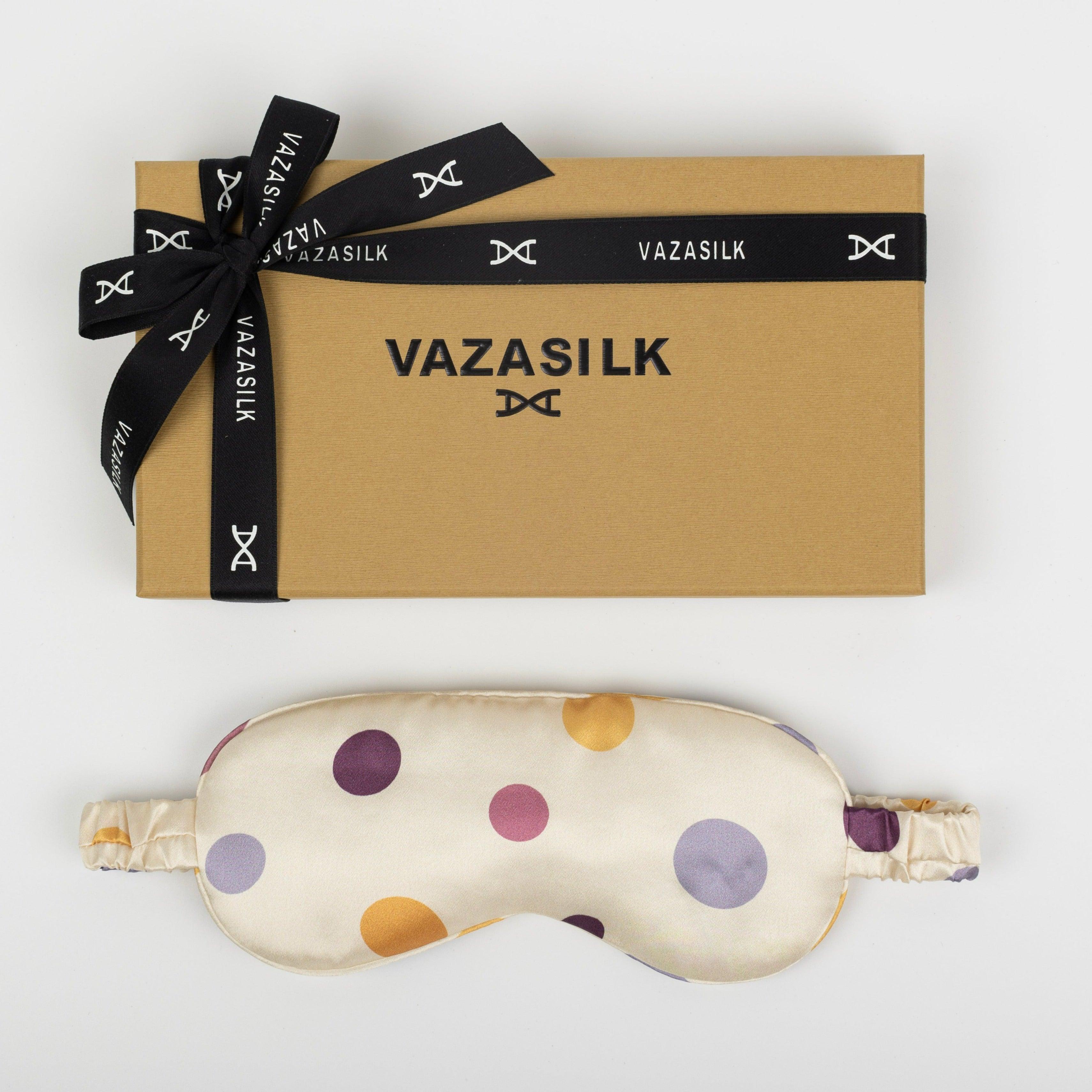 Purple Dots Pure Mulberry Silk Sleep Eye Mask - VAZASILK