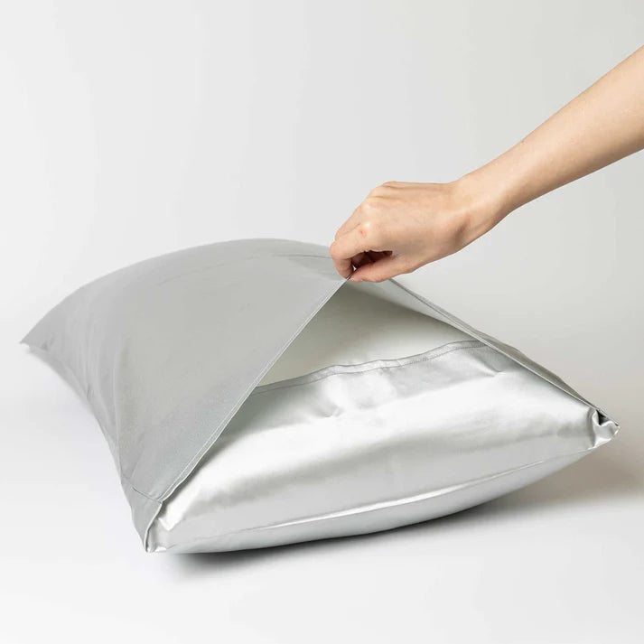 Silver White Pure Silk Pillowcase - VAZASILK