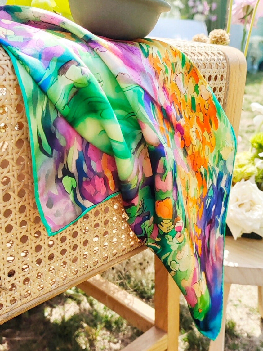 Vibrant Blossom Luxury Silk Scarf