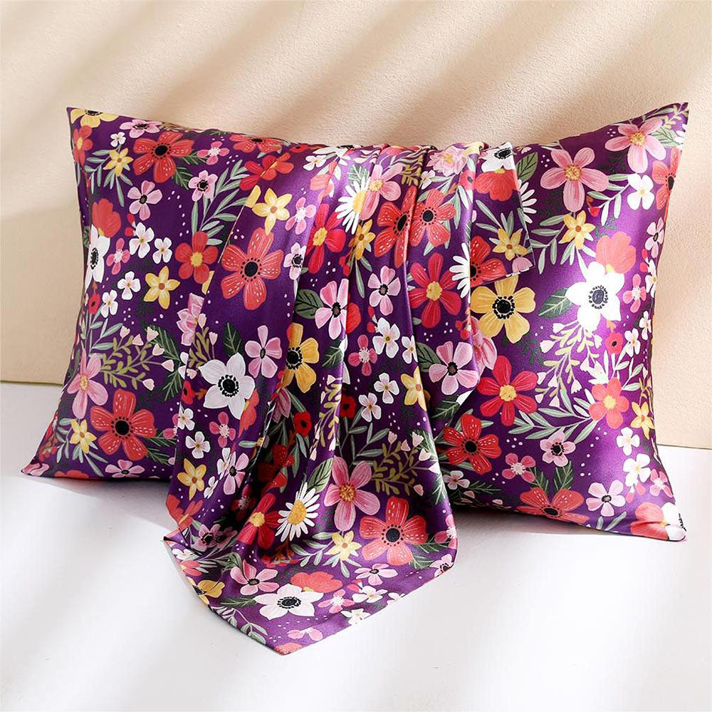 22 Momme Silk Pillowcase - Purple Floral