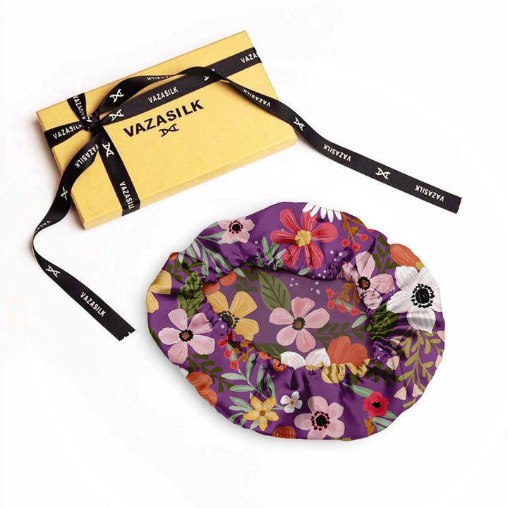 vazasilk single layer silk bonnet Purple Floral