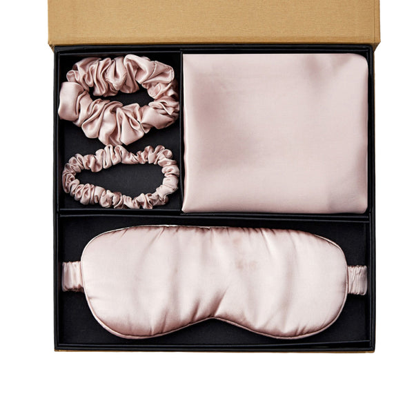 Silk Pillowcase with Eye Mask Gift Set - Rosy Pink