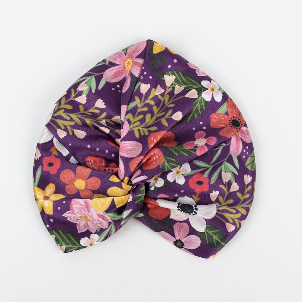 vazasilk double layer silk bonnet Purple Floral