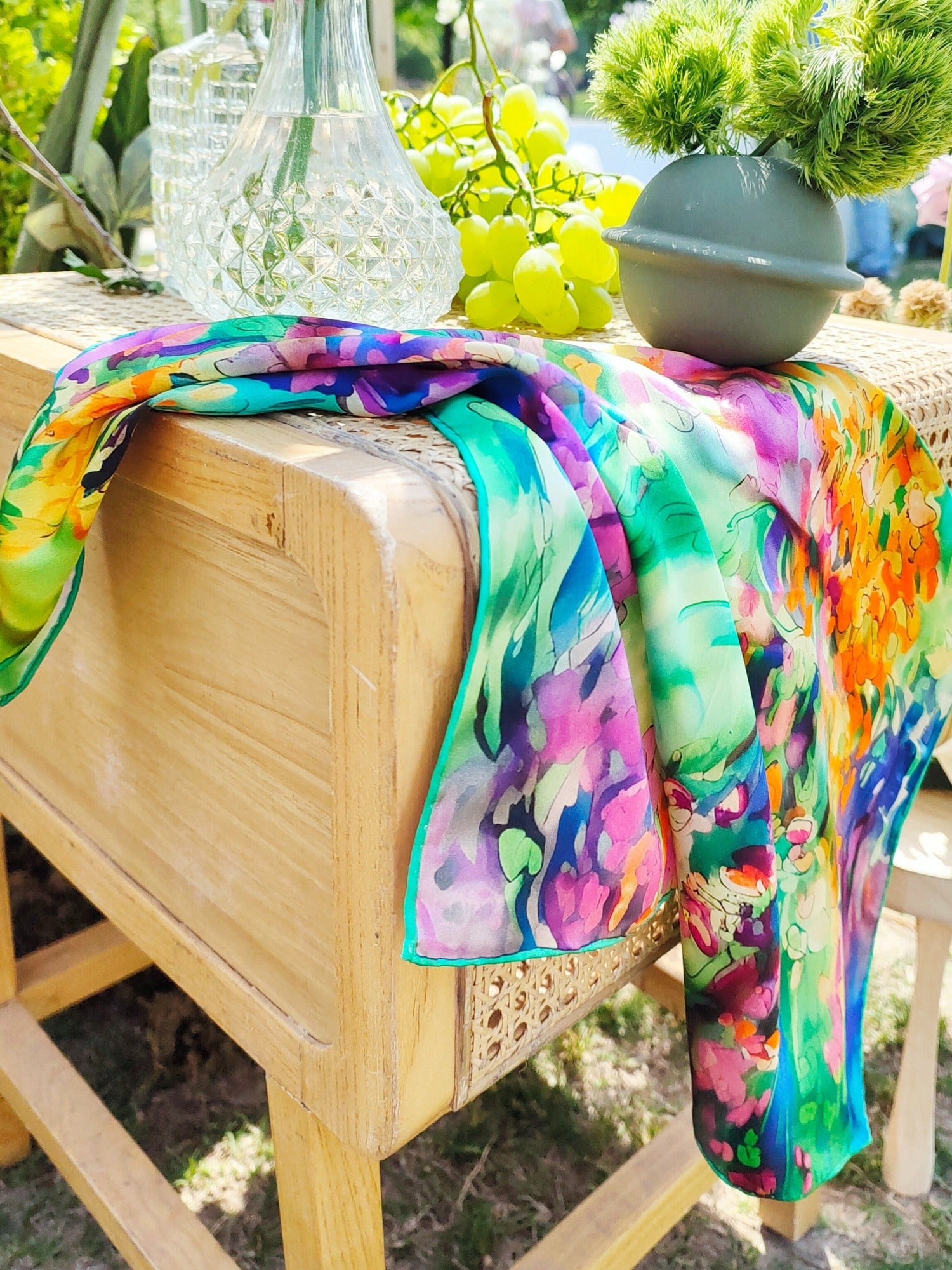 Vibrant Blossom Luxury Silk Scarf