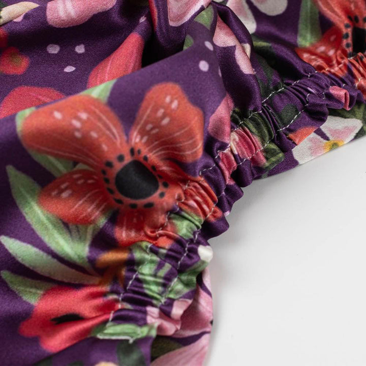 vazasilk single layer silk bonnet Purple Floral