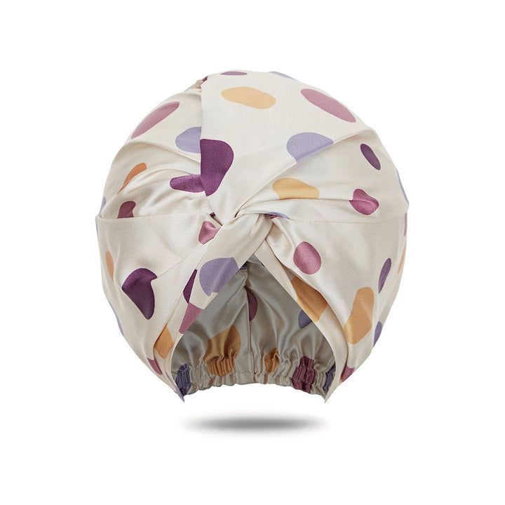 vazasilk double layer silk bonnet Purple Polka Dots