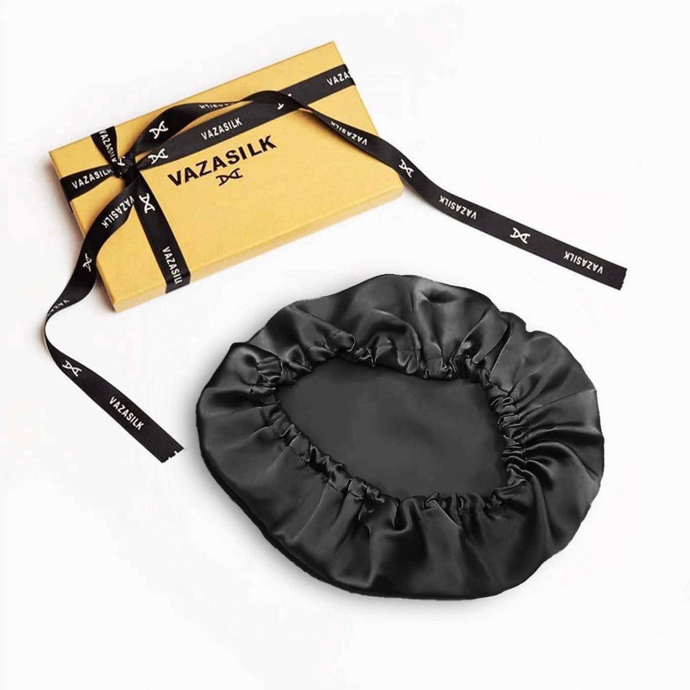 vazasilk single layer silk bonnet black