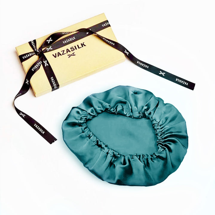 vazasilk single layer silk bonnet dark green