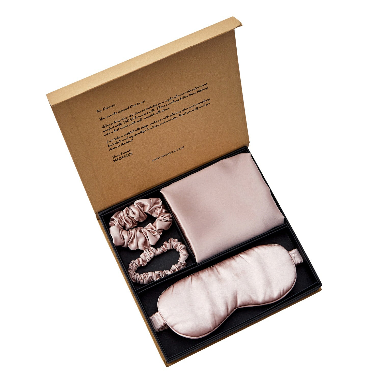 Silk Pillowcase with Eye Mask Gift Set - Rosy Pink
