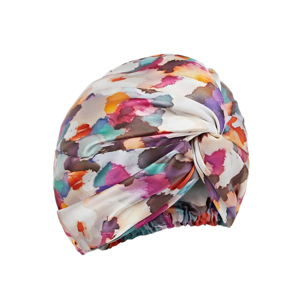 vazasilk double layer silk bonnet Colorful Ink Dyeing