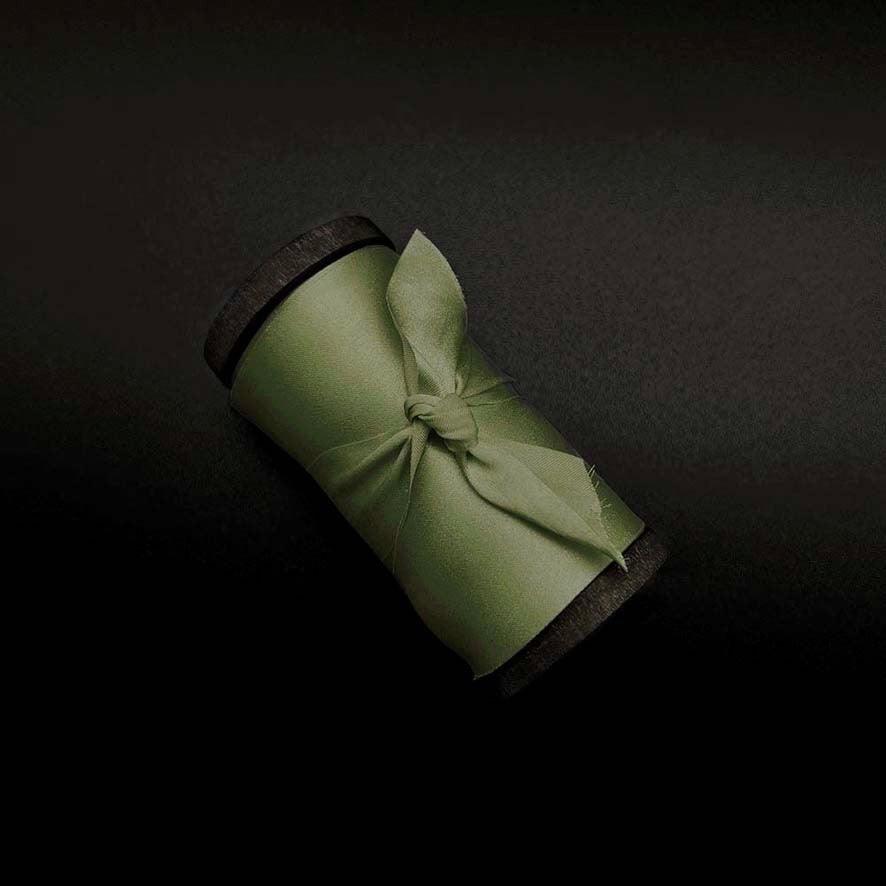 Olive Green Pure Silk Ribbon - VAZASILK