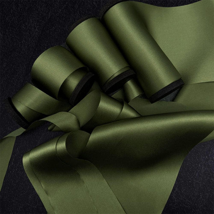 Olive Green Pure Silk Ribbon - VAZASILK