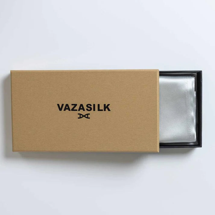Silver White Pure Silk Pillowcase - VAZASILK